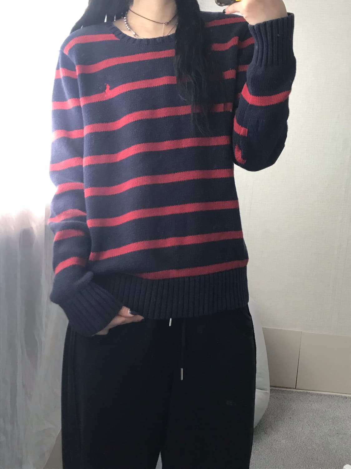 폴로 스트라이프 엘보패치 니트 상품이미지6