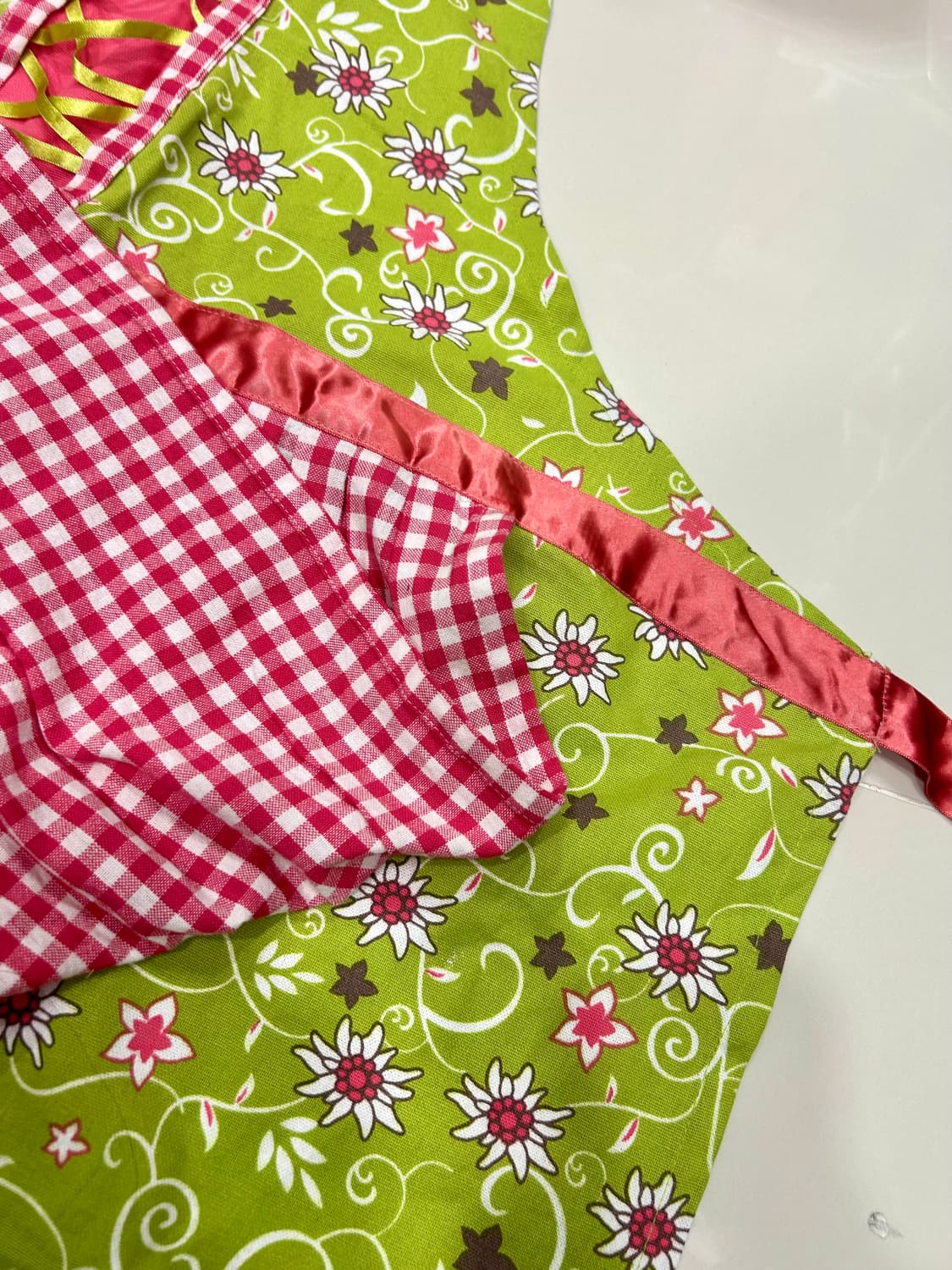 딸기체크 에이프런 원피스 일본 빈티지 상품이미지4