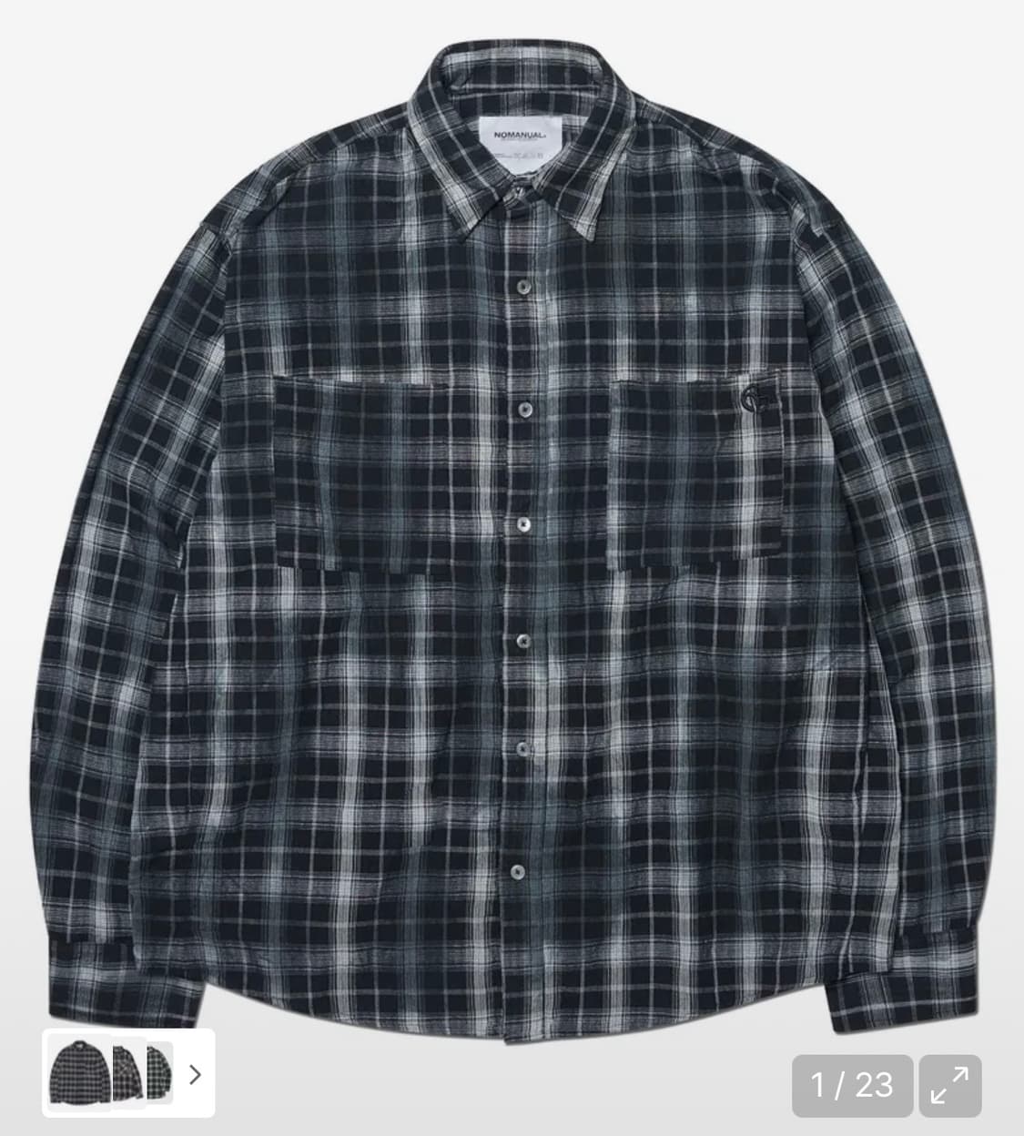 노매뉴얼 체크 셔츠 블랙 L사이즈 상품이미지1