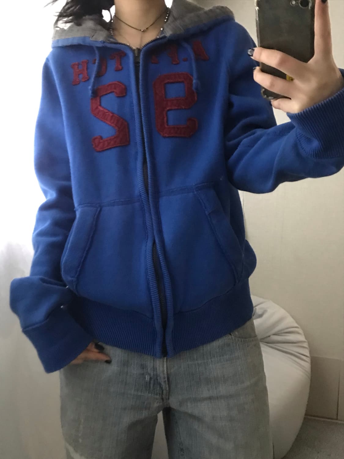 아베크롬비 블루 버건디 후드집업 상품이미지3