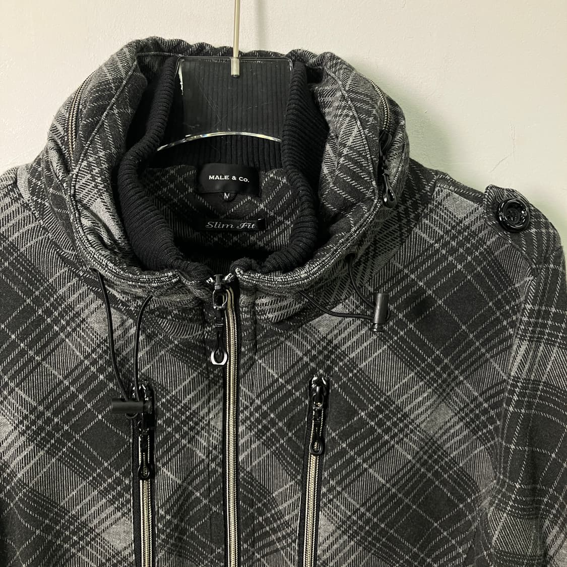 Male&co 체크 패턴 집업 자켓 M 상품이미지4