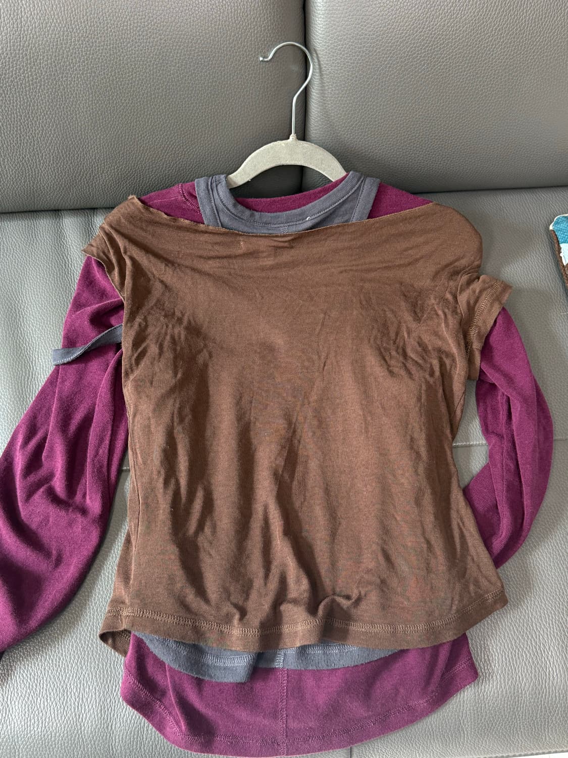 파르티멘토 우먼 언발란스 레이어드 탑 퍼플 상품이미지4