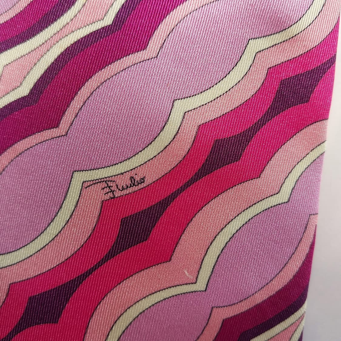 에밀리오 푸치 실크 핑크 웨이브 패턴 넥타이 9.5cm A등급 K1342 상품이미지8