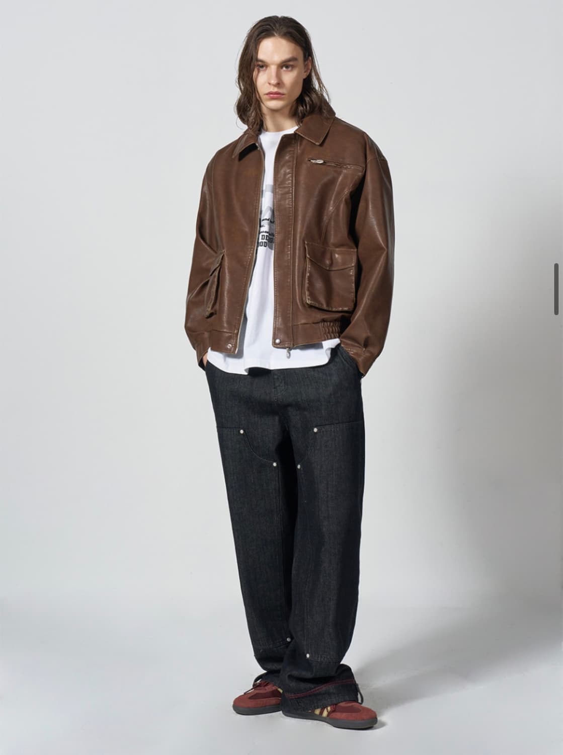 구빈(GUBIN)의 비건 레더 포켓 블루종 자켓 L 상품이미지5