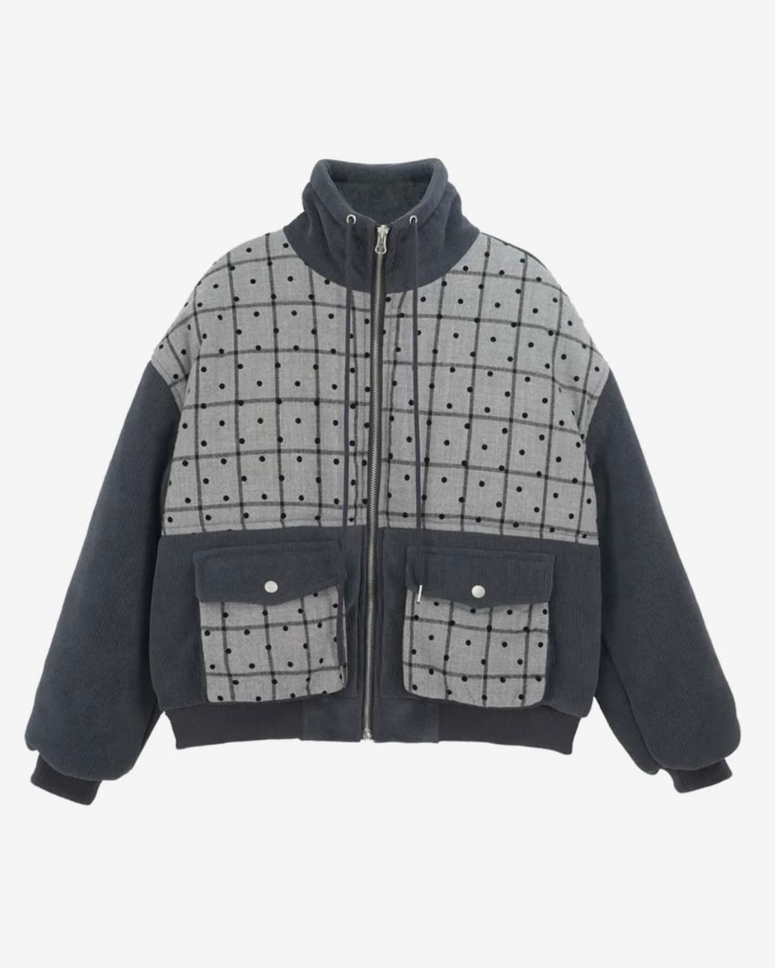 도트 코듀로이 하이넥 항공점퍼_네이비 상품이미지1