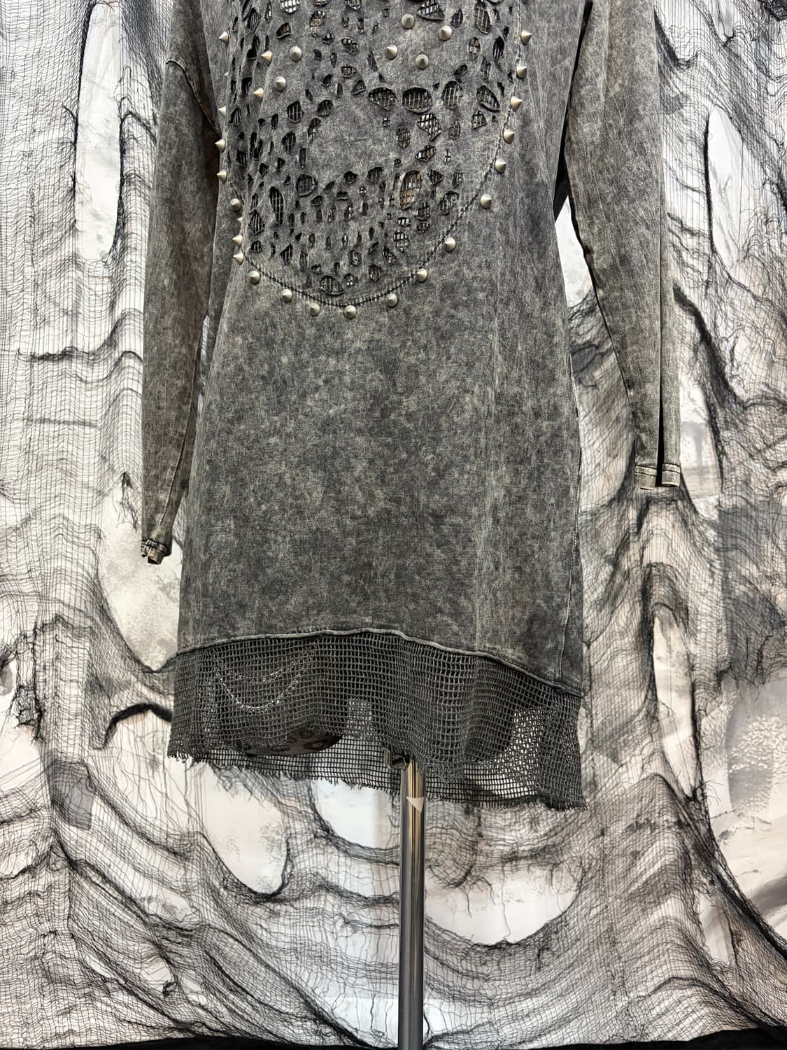 Rockchic Grunge studs mesh one-piece 상품이미지8