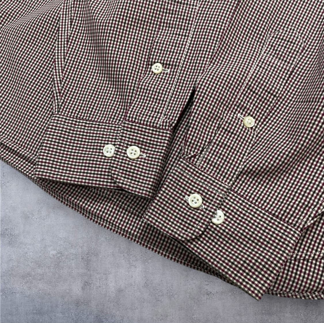 폴로 랄프로렌 버건디 마이크로 체크 클래식핏 버튼다운 셔츠 15반(M) 상품이미지5
