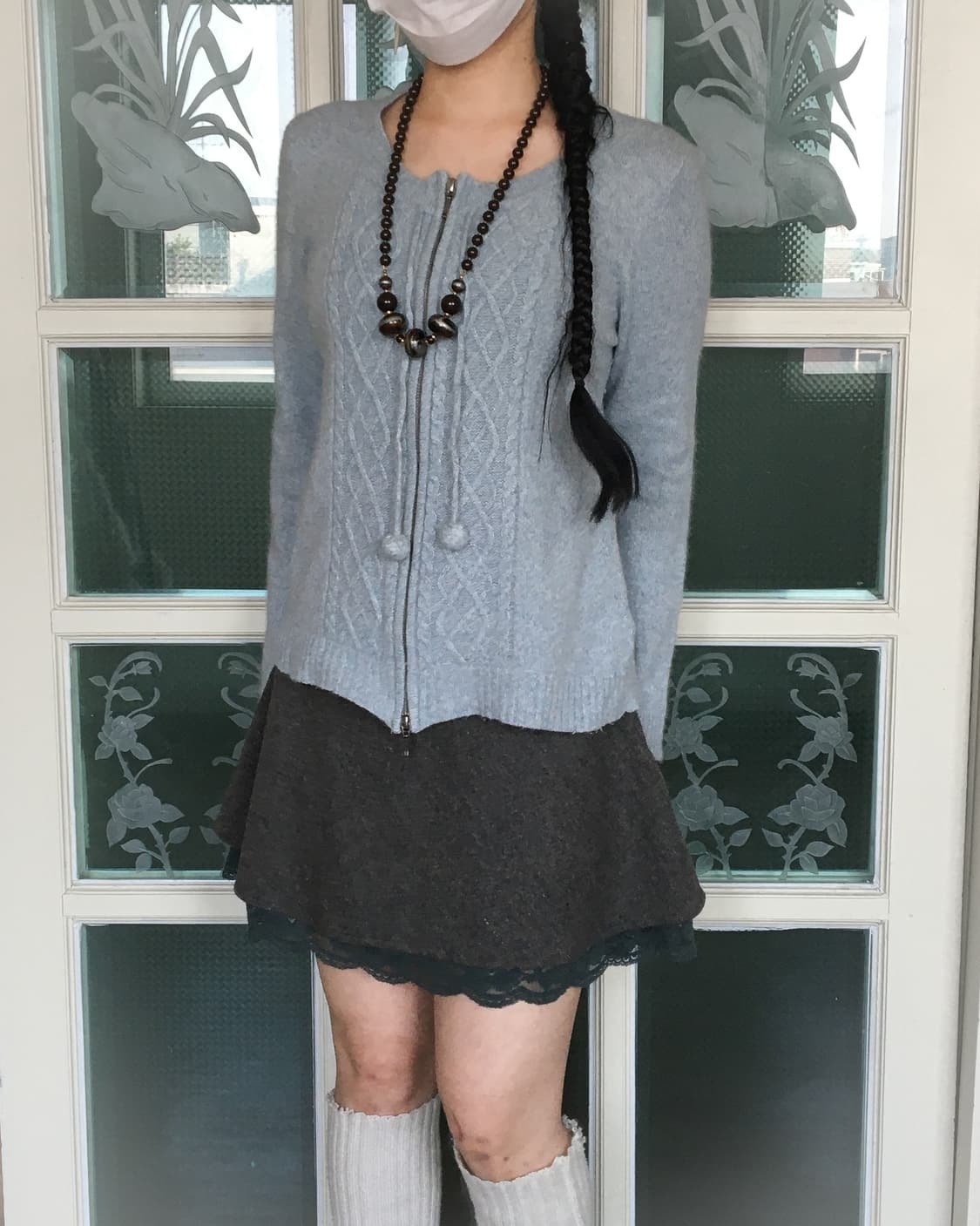 Pom pom cable point knit cardigan zip up 상품이미지1