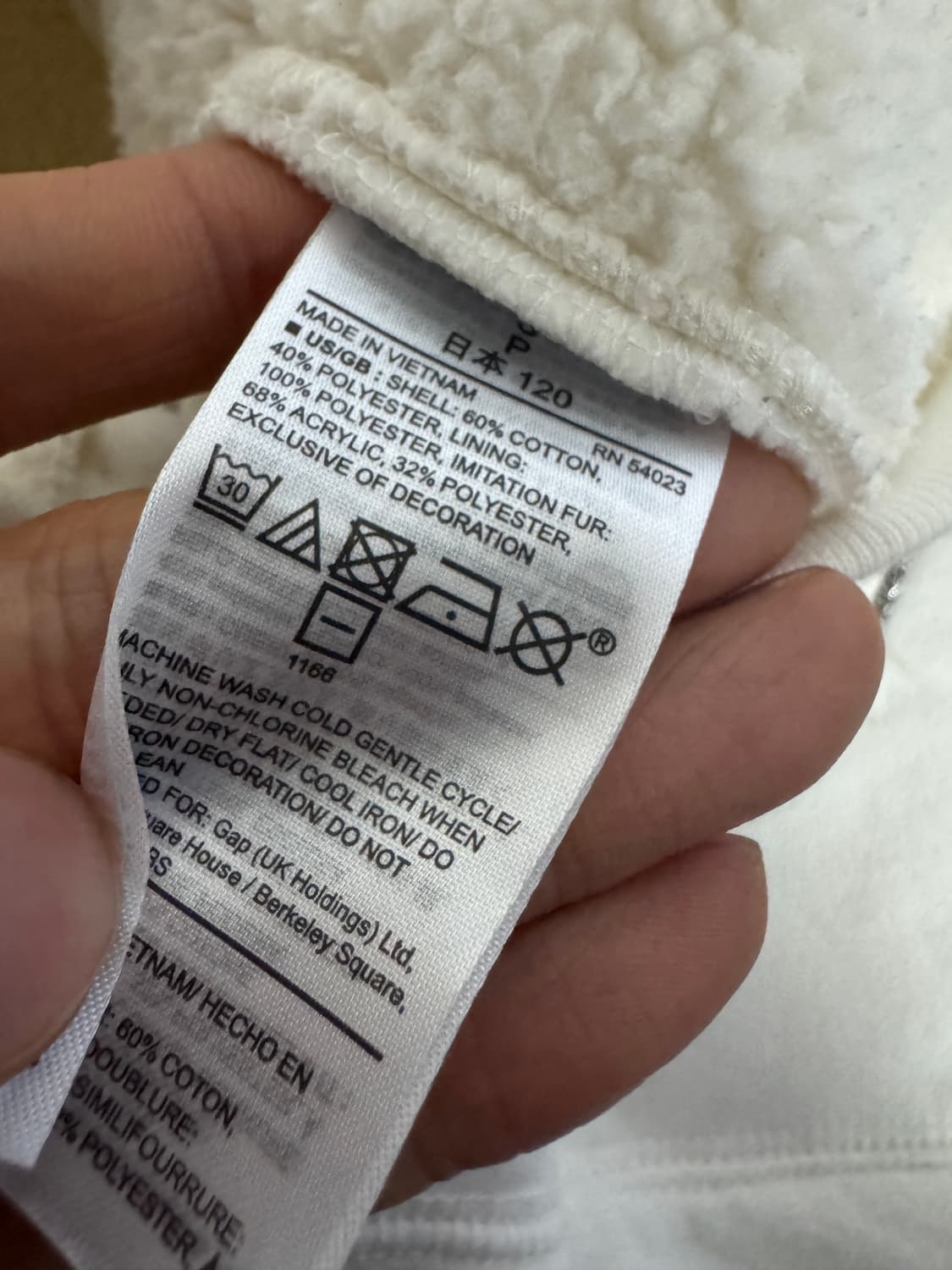 GAP 키즈 쉐르파 보아털 후드집업 화이트 120 상품이미지4