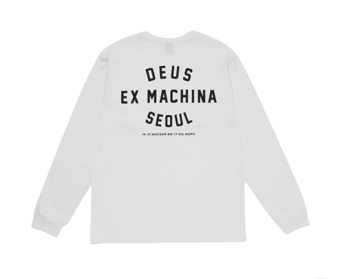 (M/100) 데우스 엑스 마키나 서울 컬리지 롱슬리브 티셔츠 화이트 상품이미지1