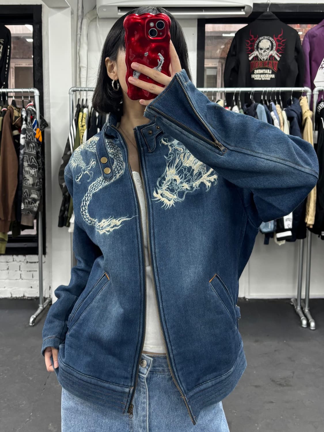 카라쿠리 타마시 오리엔탈 데님 바이커 자켓 상품이미지1