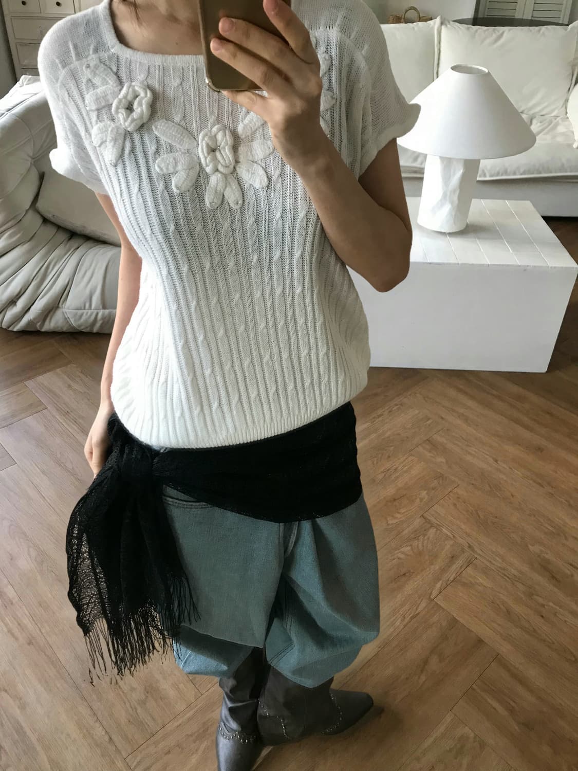 vintage ivory flower knit 상품이미지1