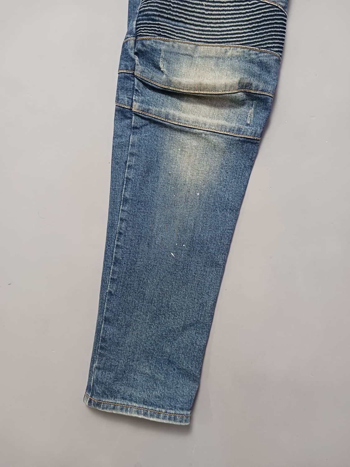 [34] 발망 화이트페인팅 바이커진 청바지 상품이미지3