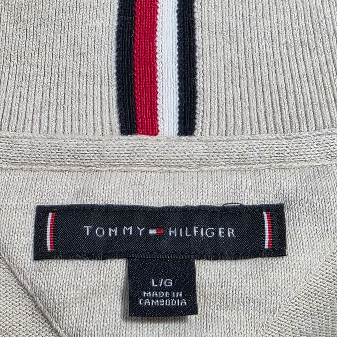 0753 [타미힐피거] 남성 코튼 반집업 긴팔 니트 L 상품이미지6