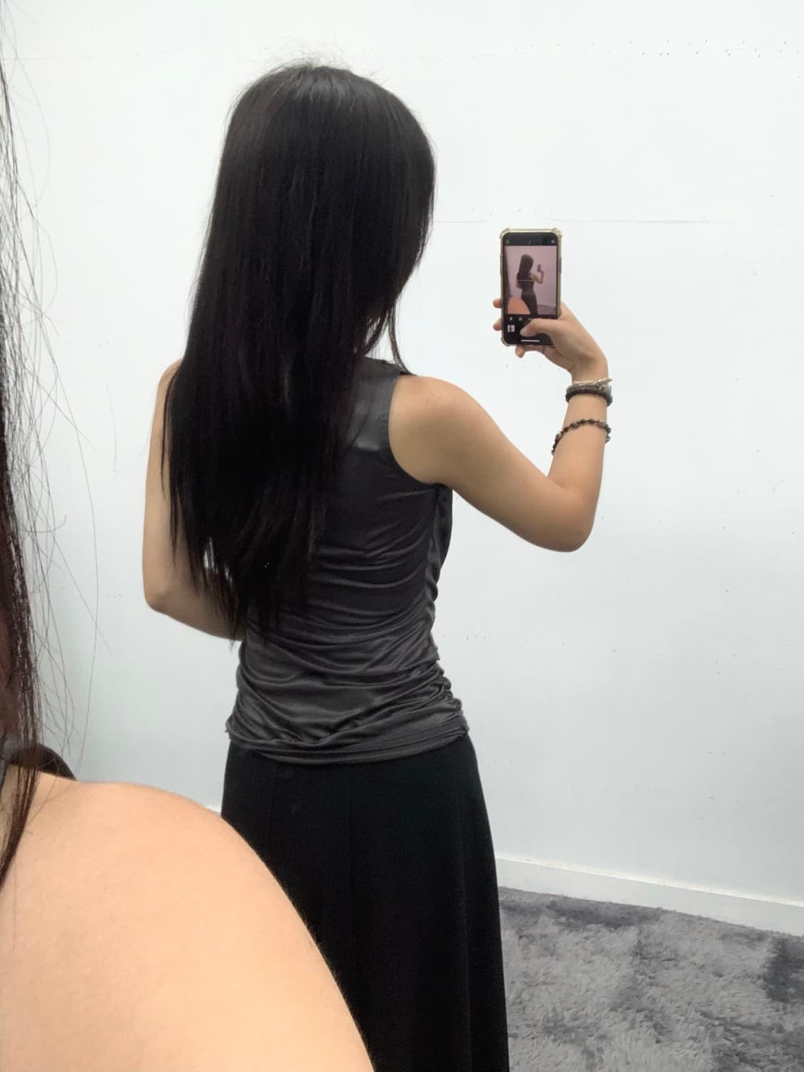 블랙 버튼 롱 스커트 상품이미지3