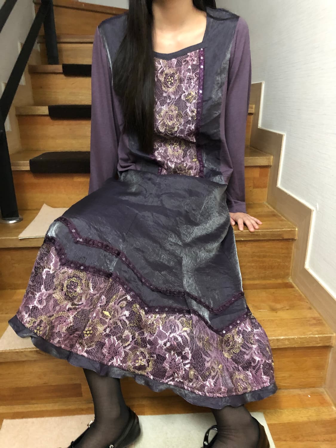 빈티지 퍼플 오리엔탈 셋업 상품이미지1