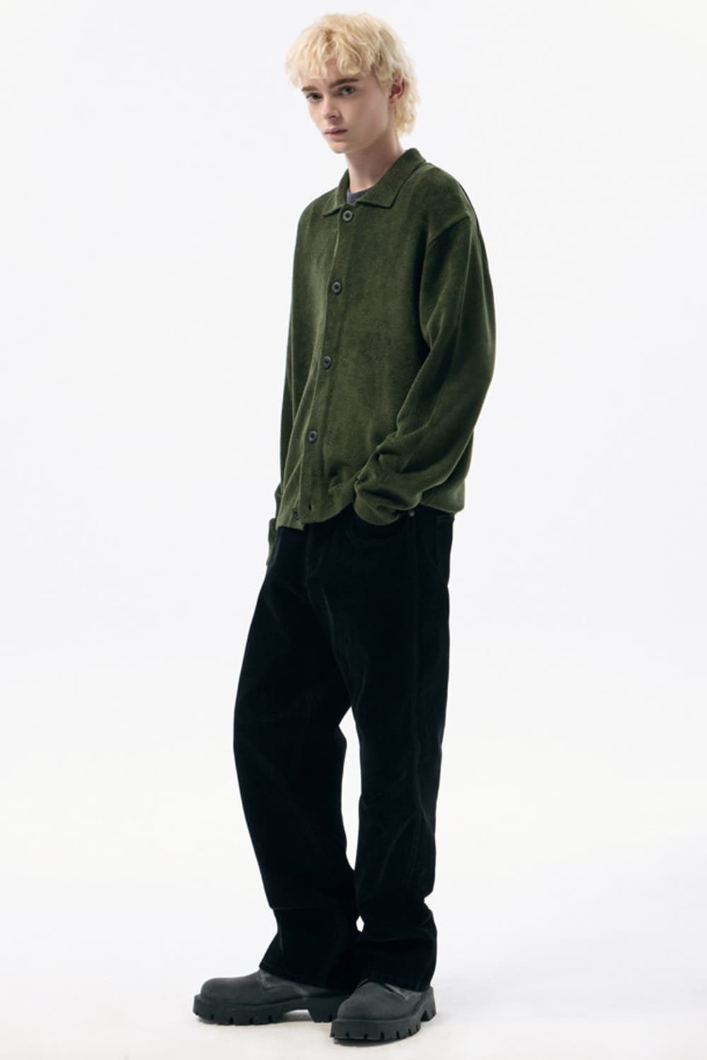 커스텀멜로우 그린 셔닐 가디건 XL 상품이미지2