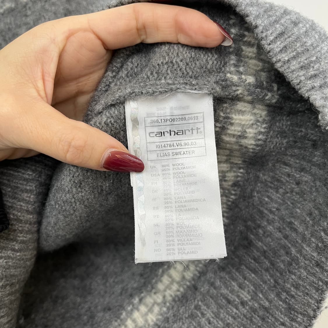 칼하트 노르딕 패턴 그레이 울 니트 상품이미지8