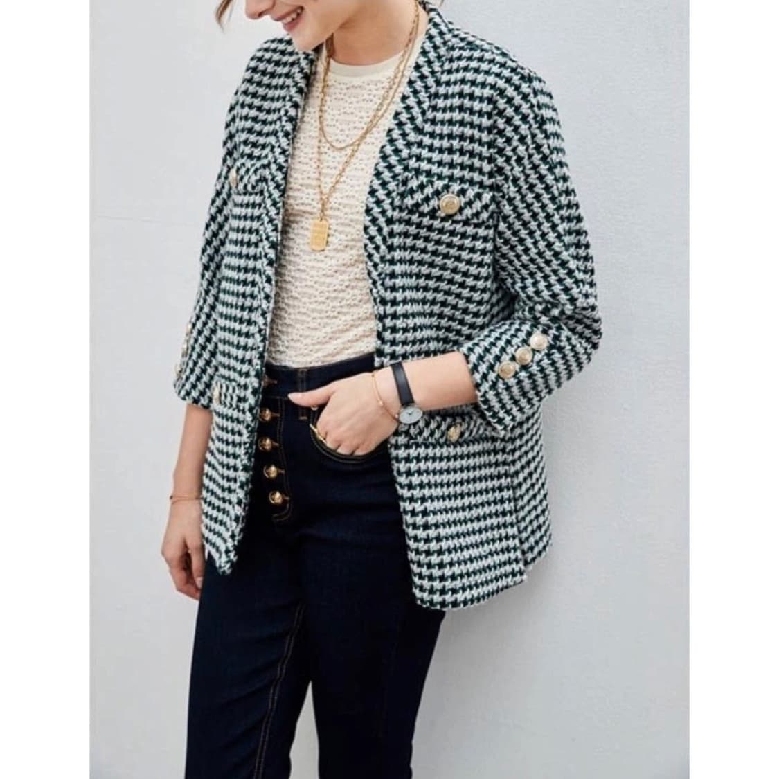 마쥬 금장 버튼 트위드 가디건 상품이미지2