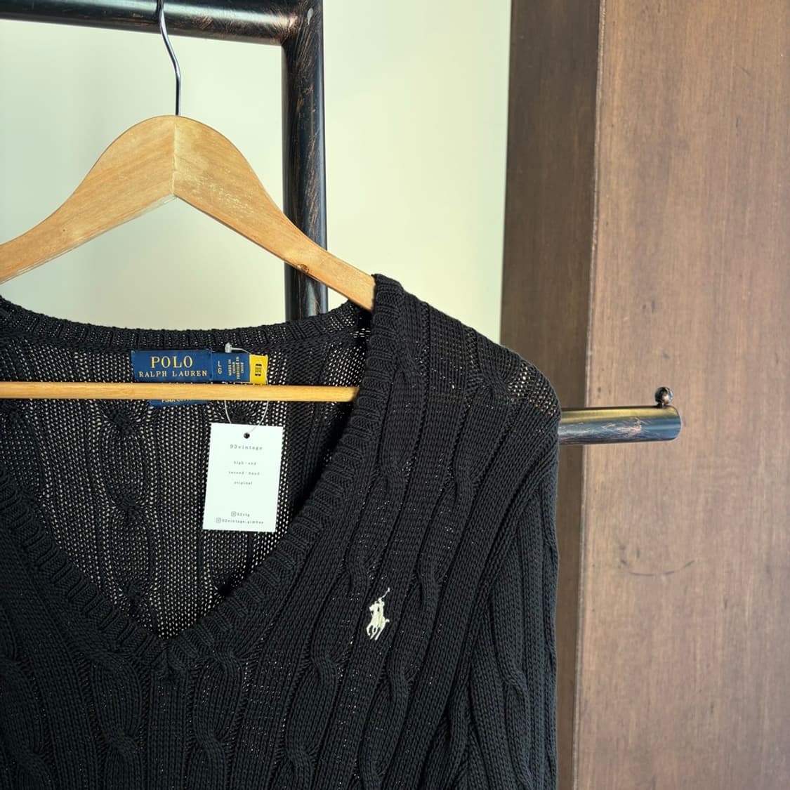 15407 - 폴로 랄프로렌 블랙 케이블 브이넥 니트 상품이미지3