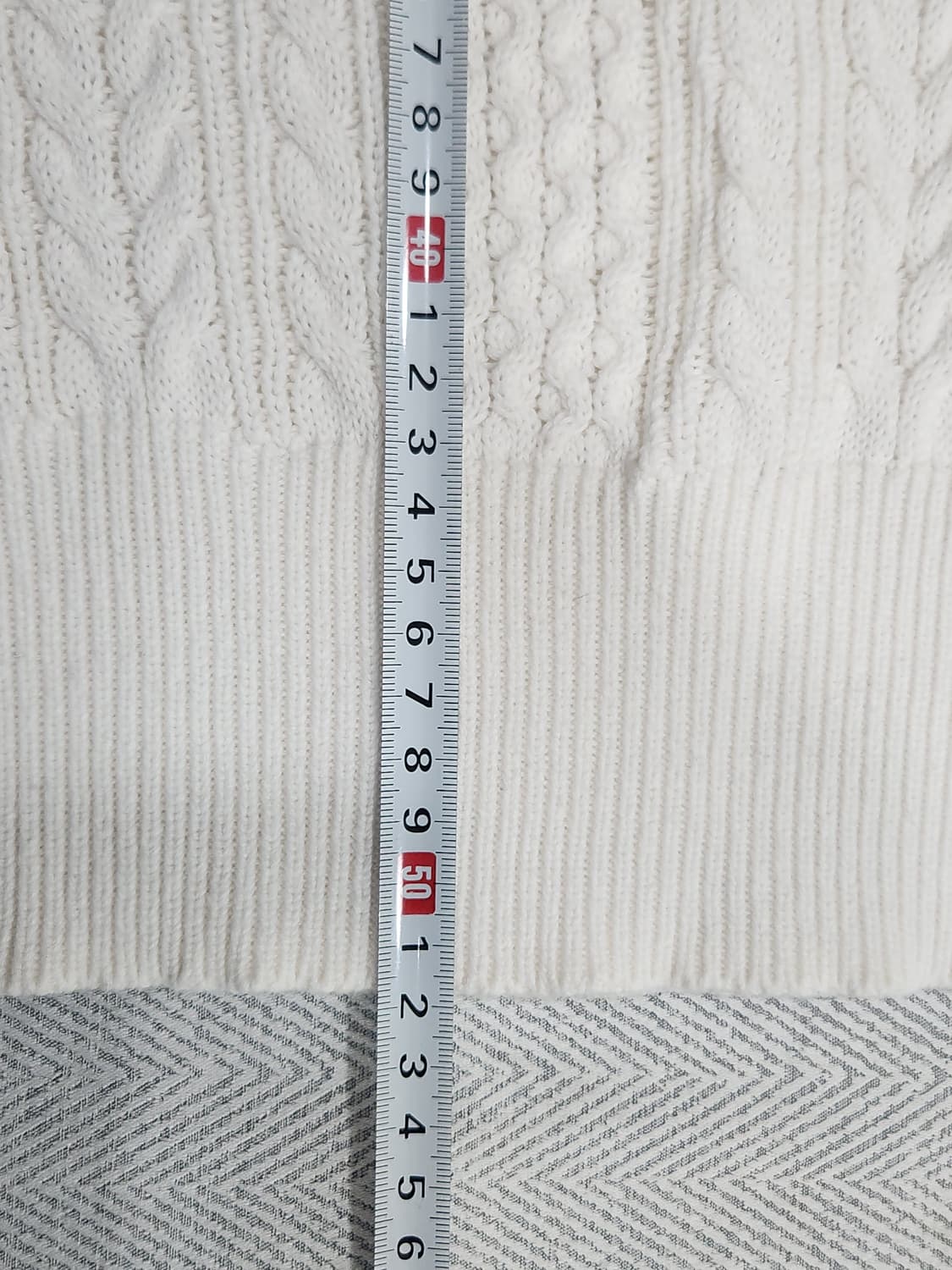 [M] 제너럴아이디어 케이블 반팔 니트 화이트 상품이미지6