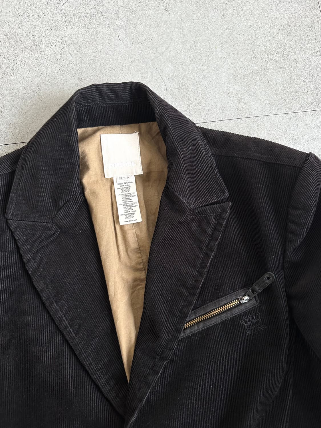 디젤 코듀로이 블랙 지퍼 블레이저 자켓 상품이미지4