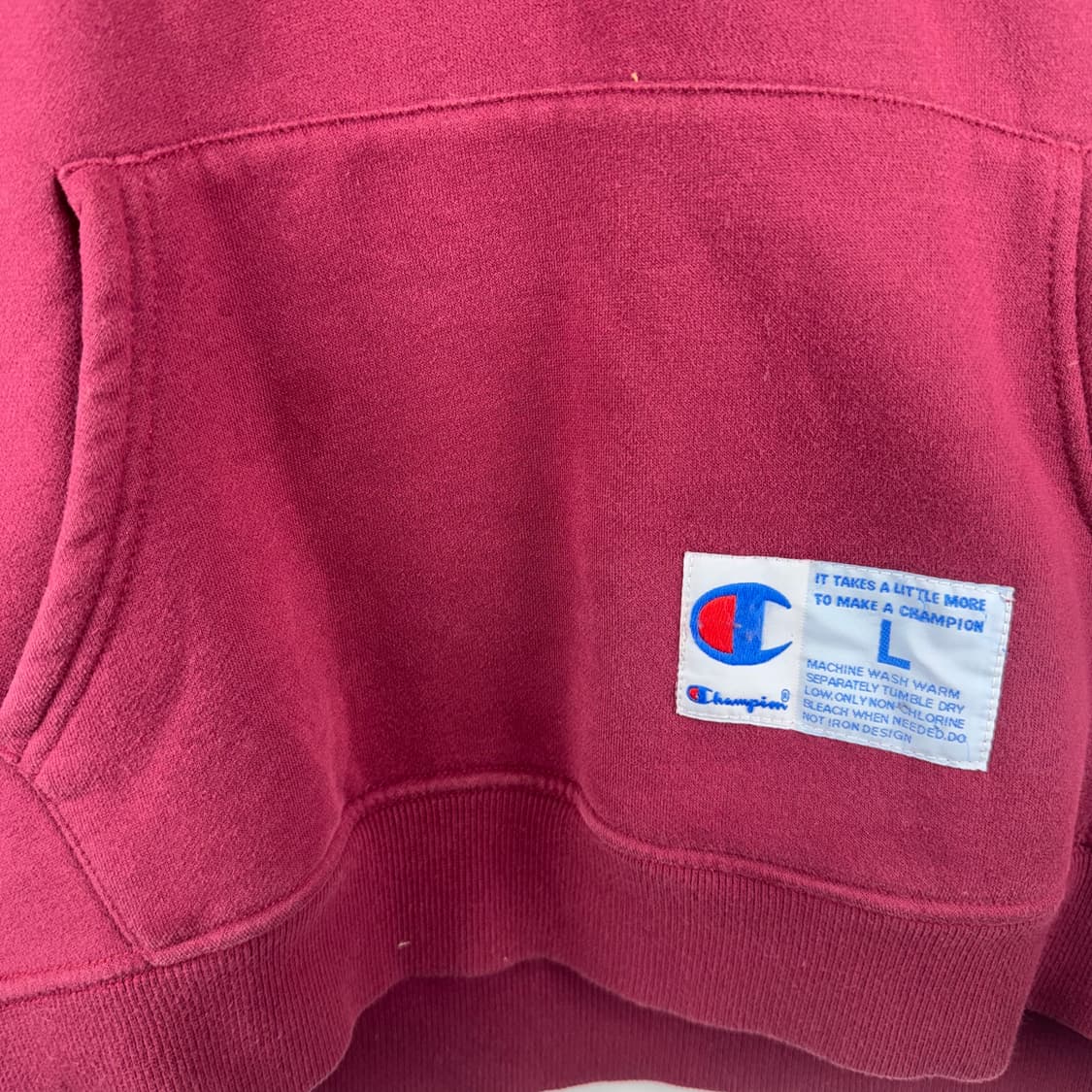 L) 챔피온 스탠다드 패치 로고 후드티 버건디 상품이미지3