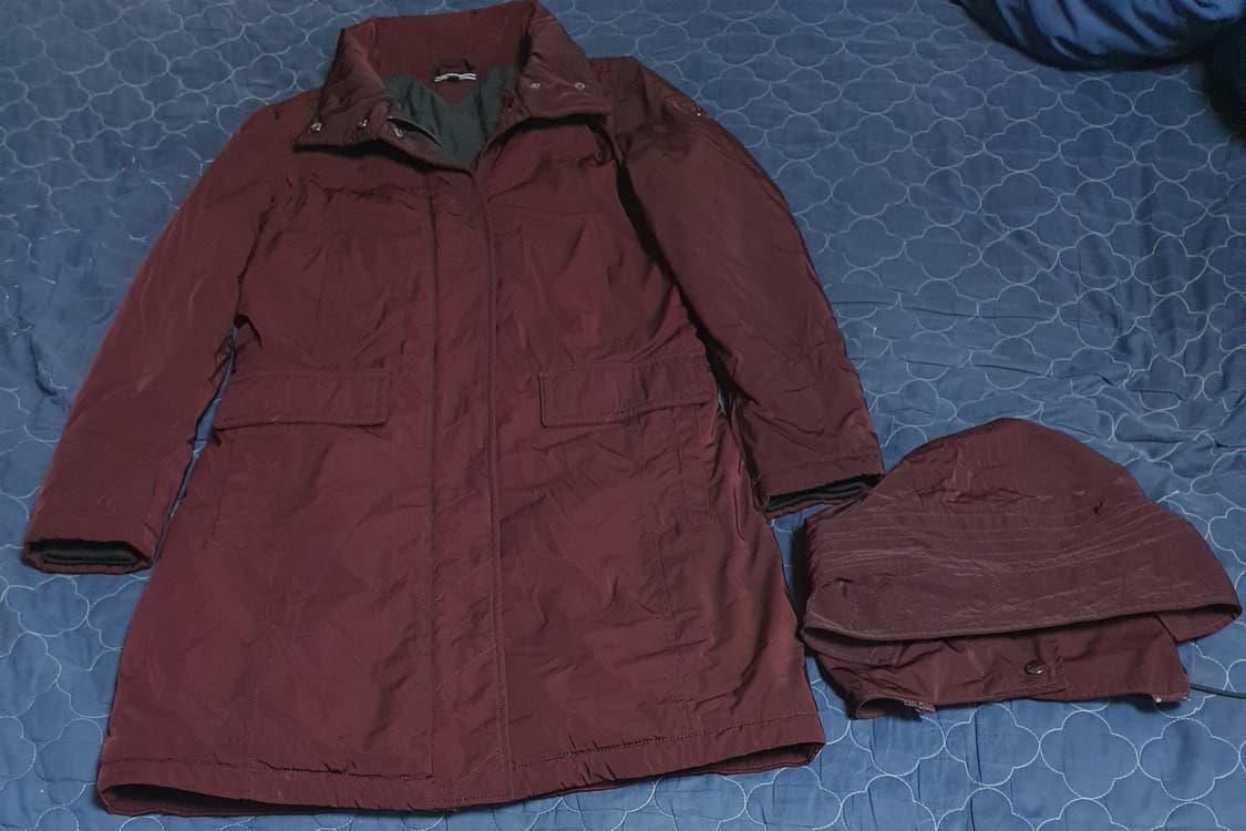 타미힐피거 후드 패딩 야상 버건디색 (S) 상품이미지1