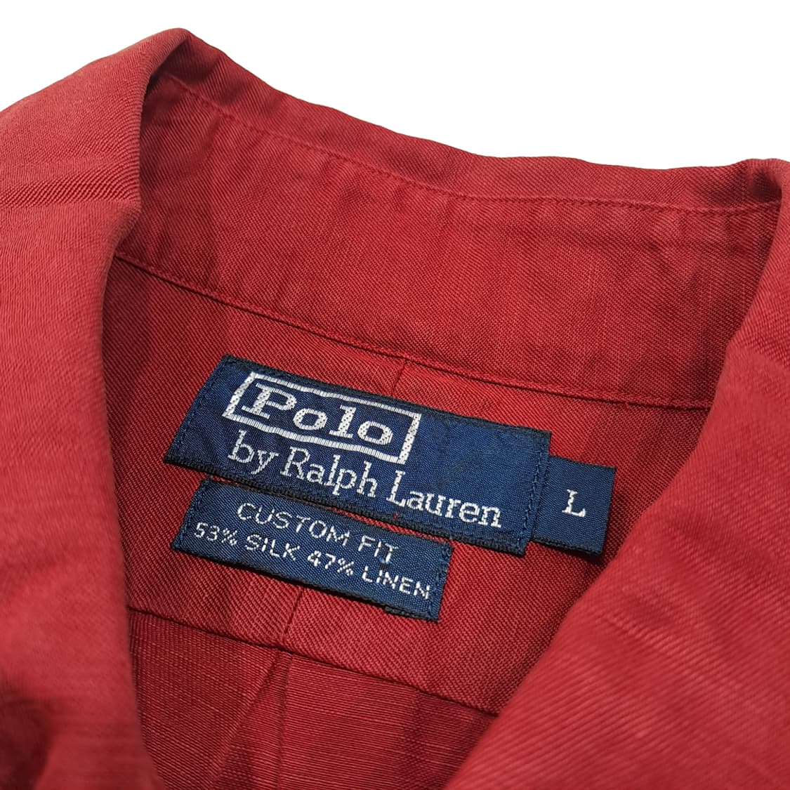 CK055 L 폴로 00s 실크린넨 버튼다운 로얄버건디 셔츠 남방 상품이미지3