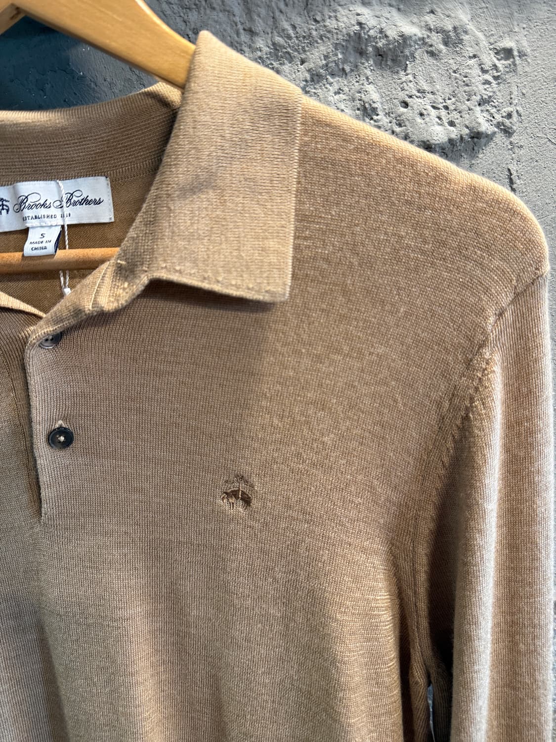브룩스 브라더스 울 니트 폴로 셔츠 베이지 S 상품이미지3