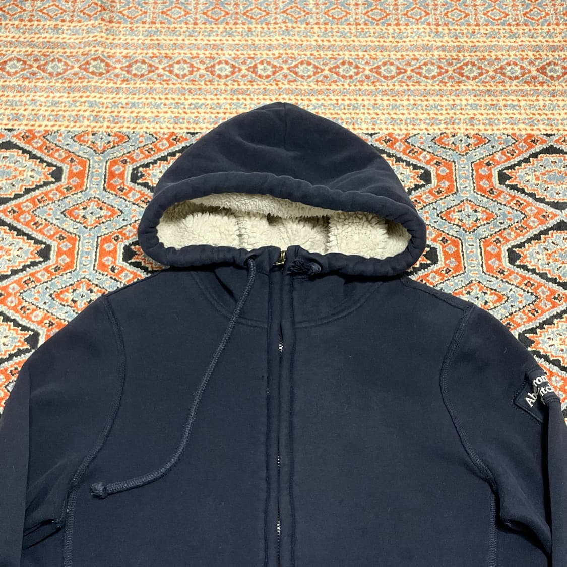 아베크롬비 사이드로고 네이비 털안감 후드집업 남성S 상품이미지2