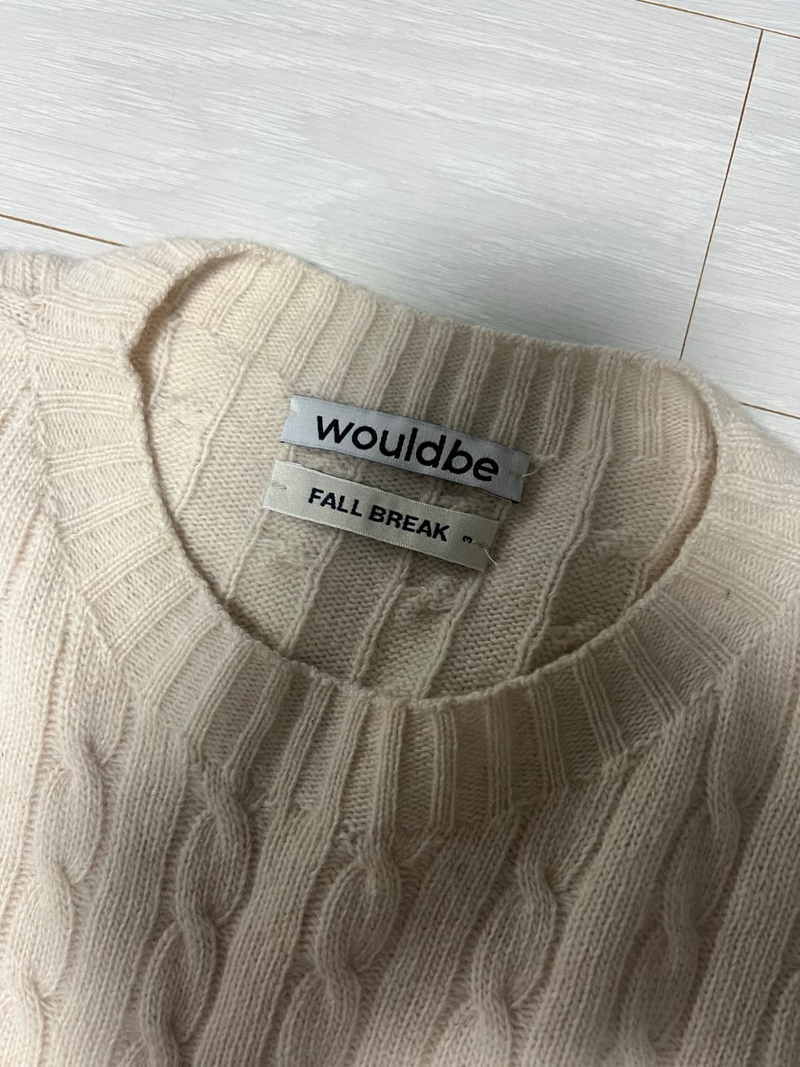 우드비X폴브레이크 케이블 니트 아이보리 3사이즈 상품이미지2