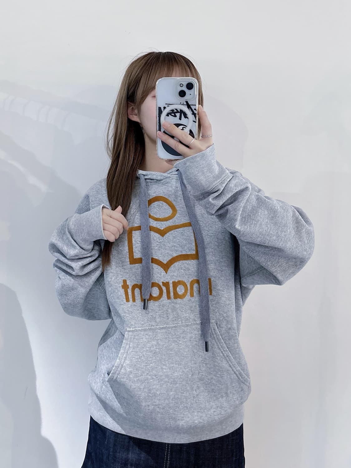 이자벨마랑에뚜왈 그레이 빅로고 후드 상품이미지1