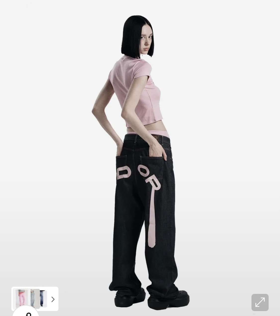 오도어 logo drop denim in pink 상품이미지1