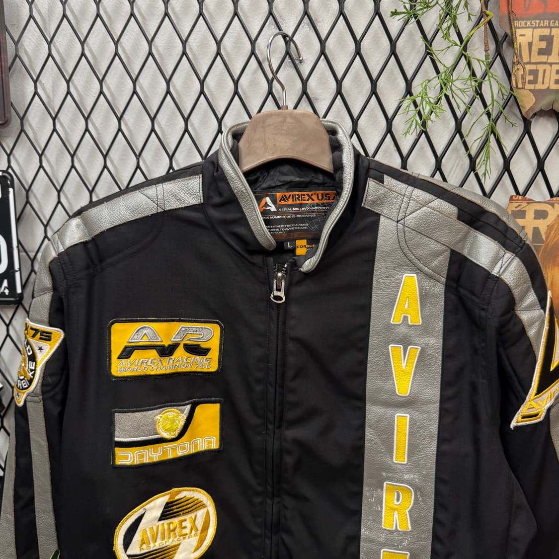 00s 아비렉스 데이토나 레이싱자켓 전후면 빅로고 포인트 블랙 상품이미지3