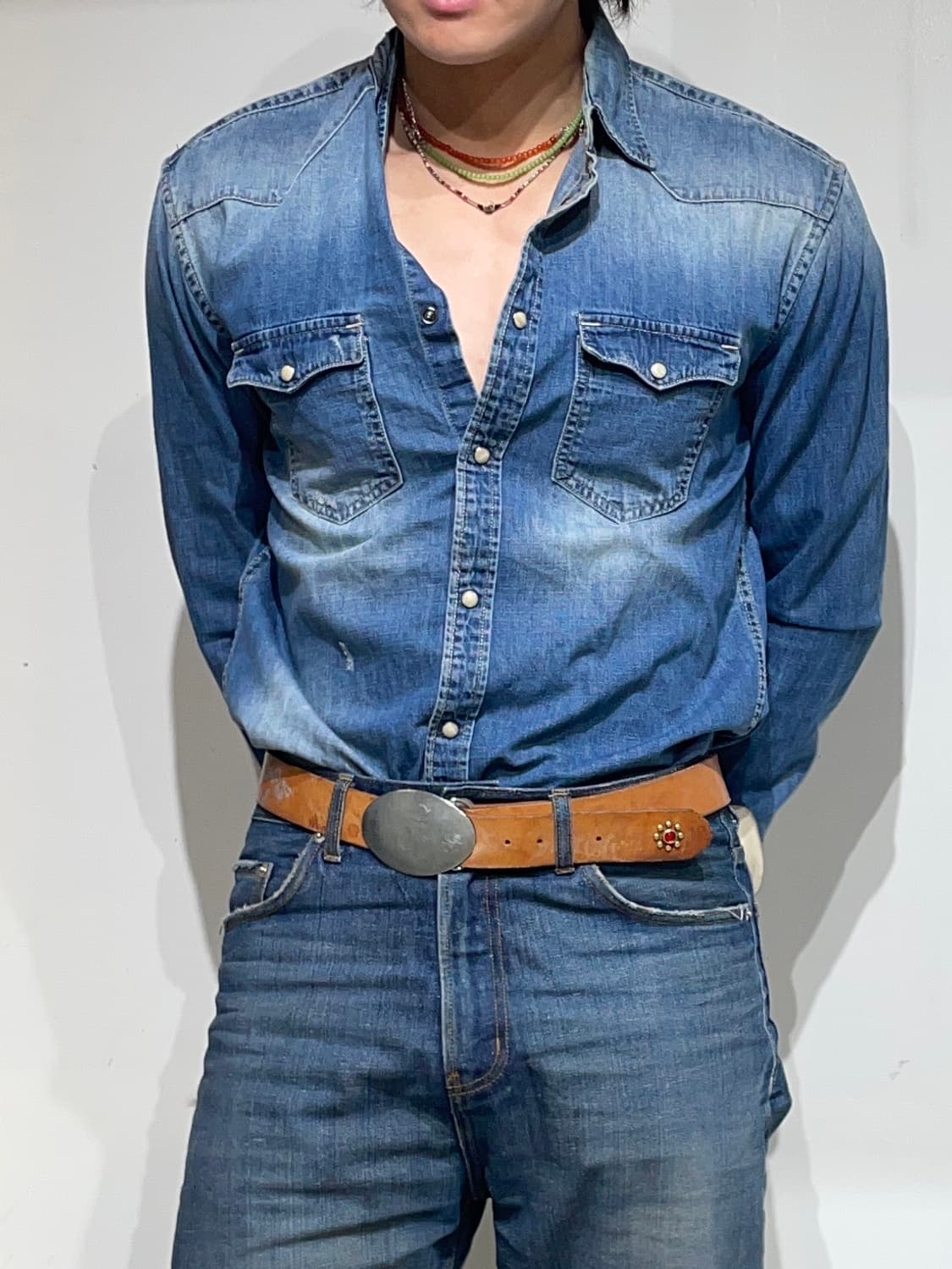 빈티지 웨스턴 데님셔츠  상품이미지1