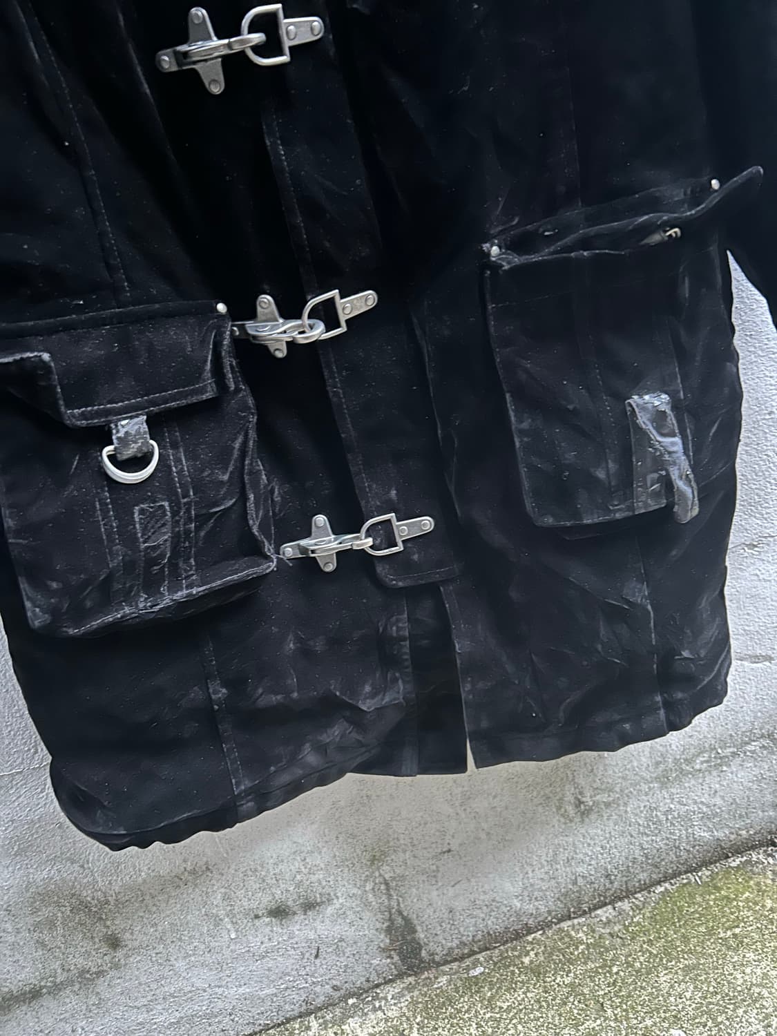 *rare* agate label vkei 펑크 블랙 버클 디테일 퍼 자 상품이미지3