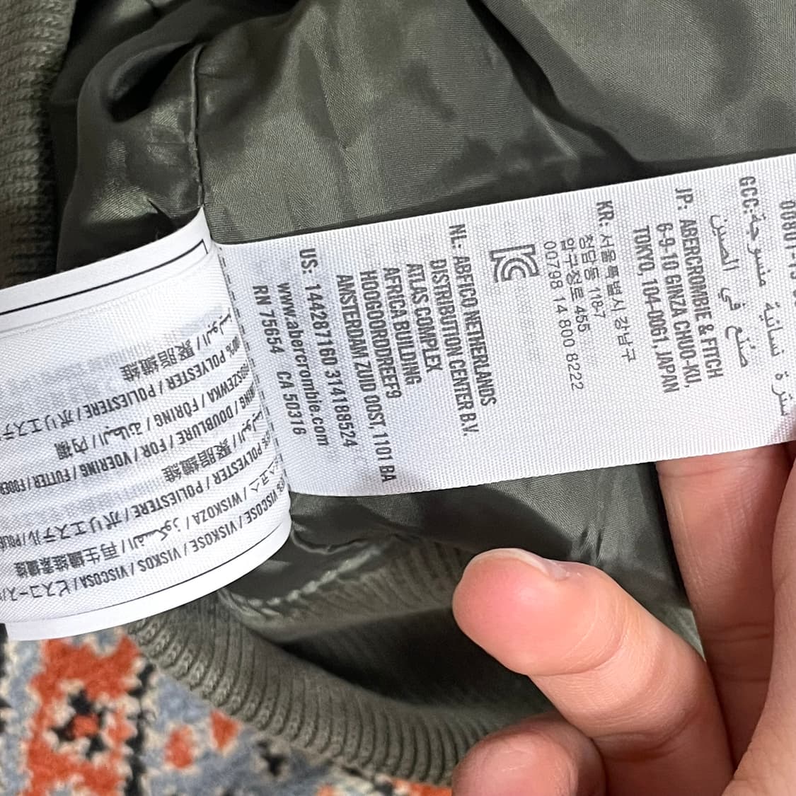 아베크롬비 카키 새틴 봄버자켓 블루종 여성M  상품이미지7