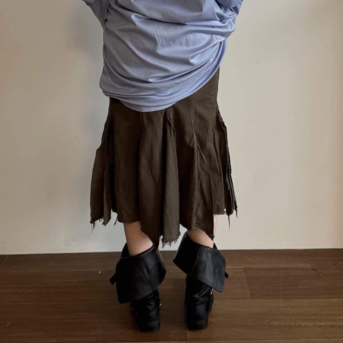Double-Zip Panel Flare Denim Skirt 상품이미지3