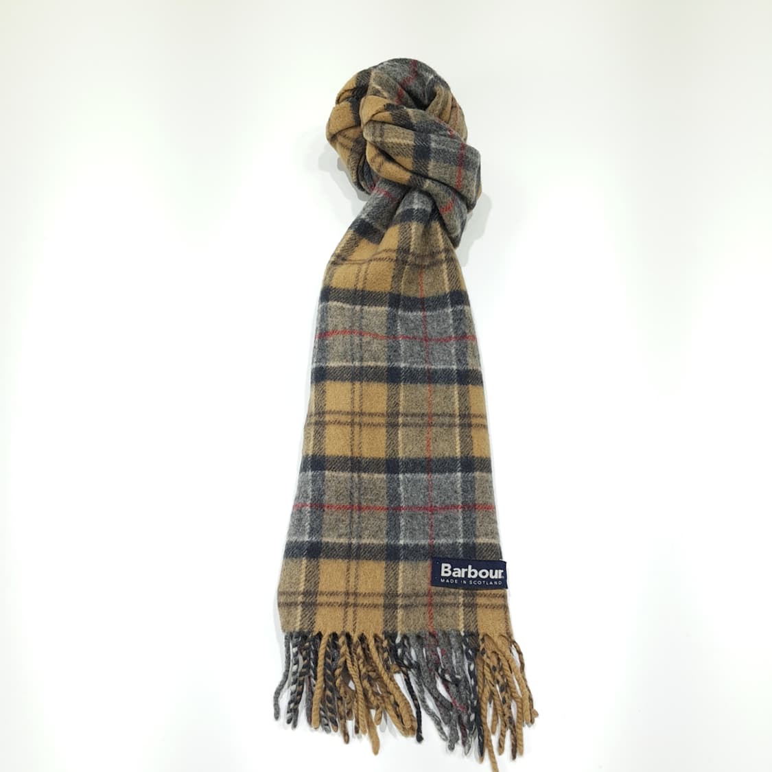 MX579 바버 00s 영국판 램스울 클래식타탄 카멜 머플러 목도리 상품이미지5