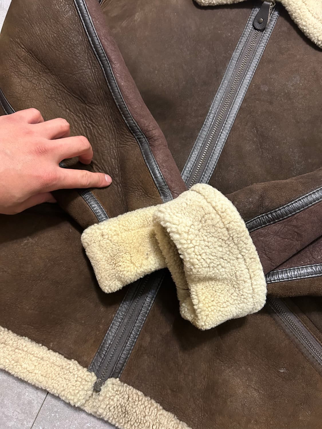 90s  에스콰이어 양가죽  오버사이즈 빈티지 무스탕 자켓 105size 상품이미지4