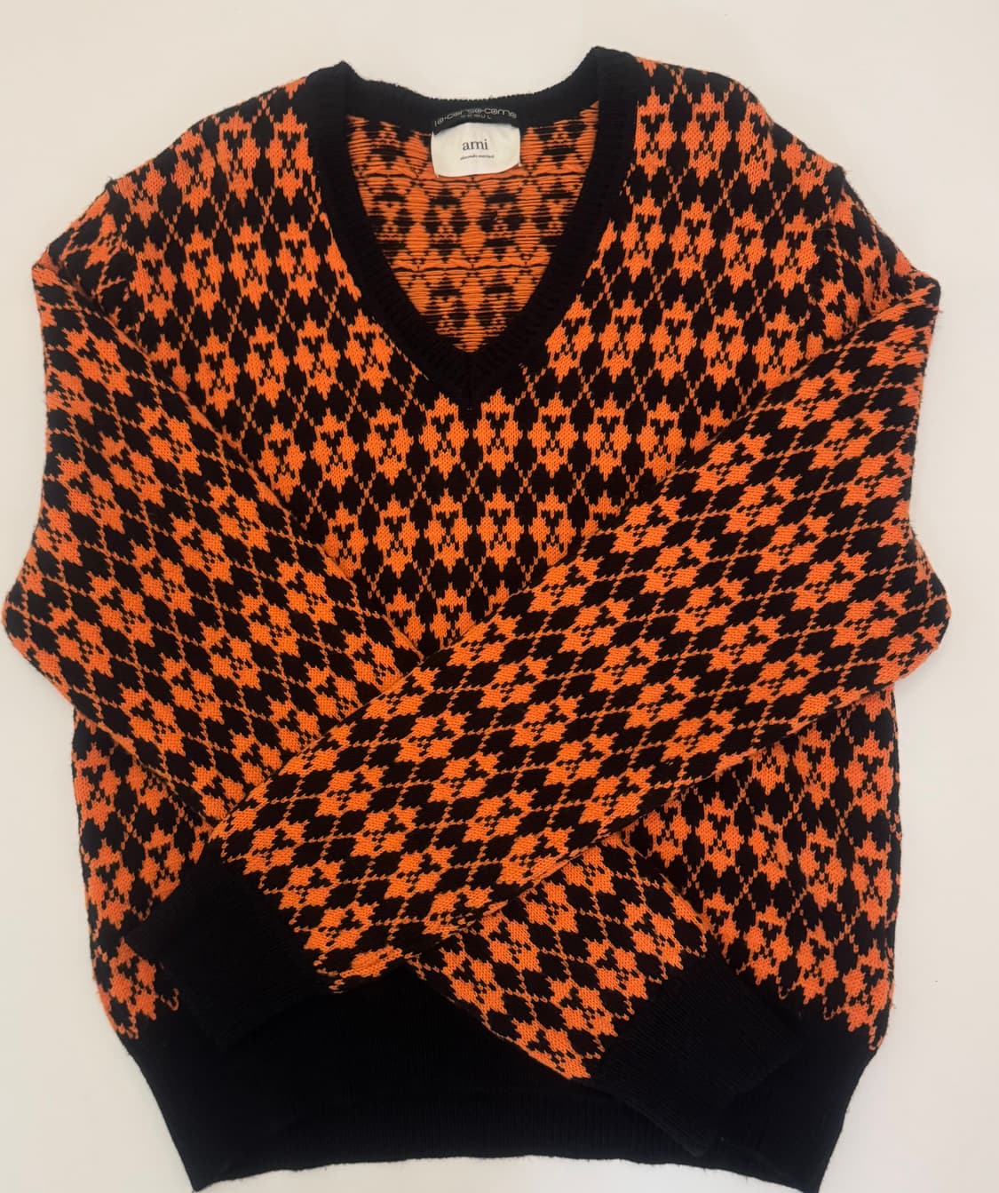 AMI 아미 아가일 니트 (블랙/오렌지) 상품이미지4
