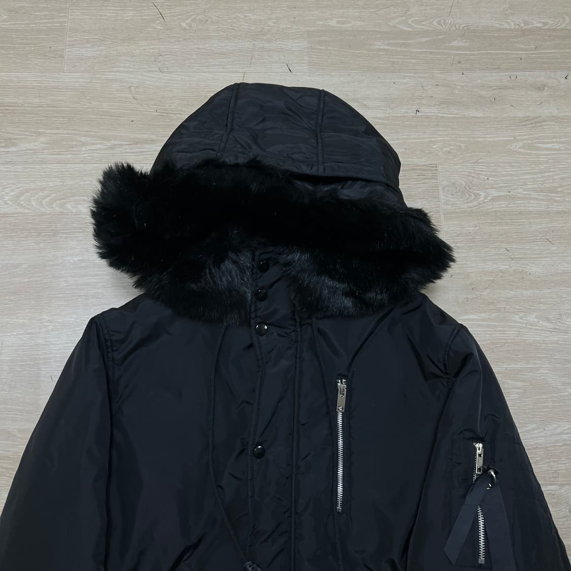 남성 퍼후드 야상 롱패딩 점퍼 [블랙] L/100 상품이미지2