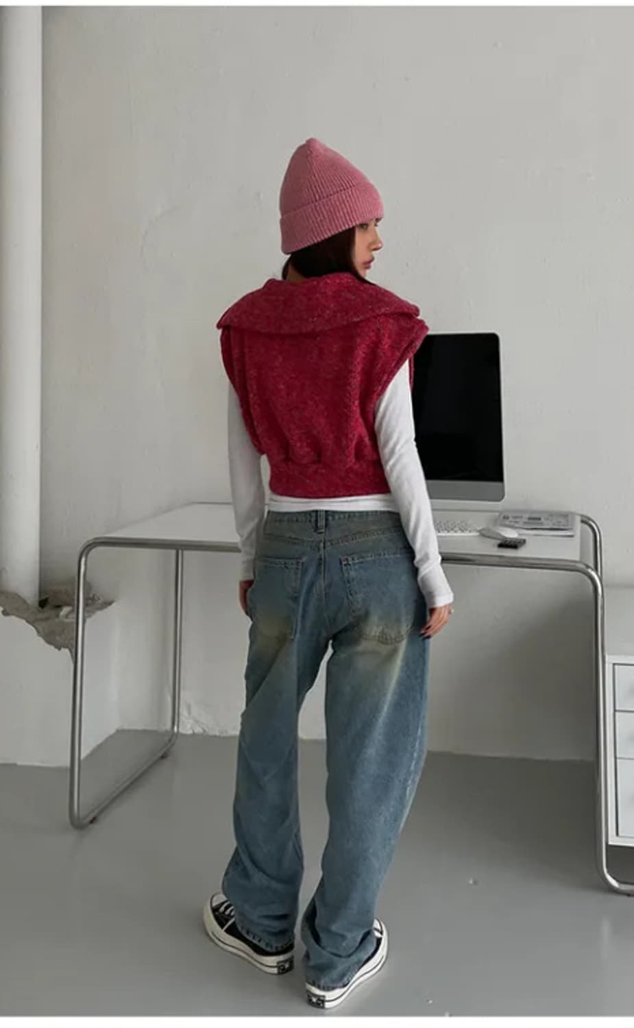 카라 반집업 니트조끼 상품이미지2