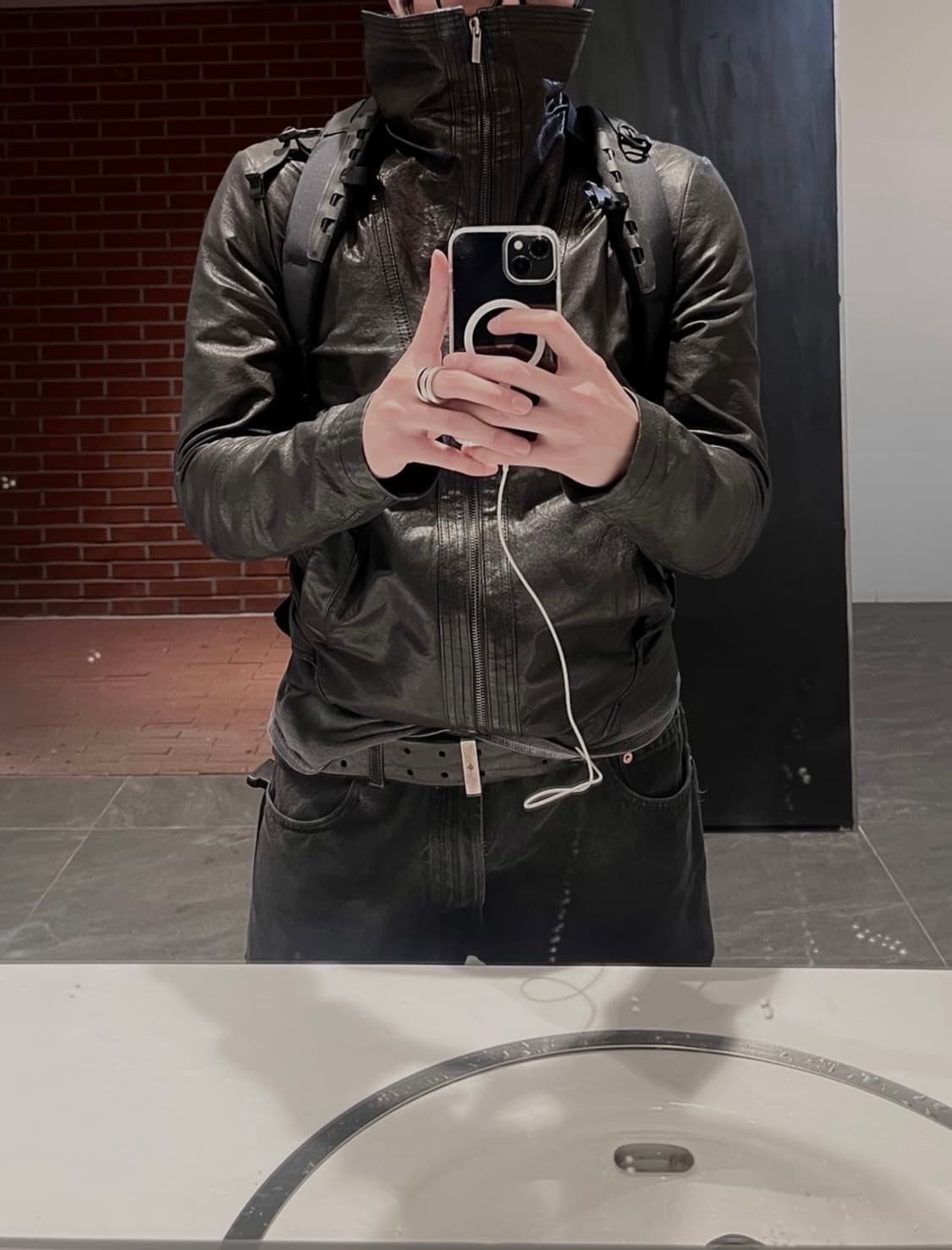 코데즈컴바인 하이넥 램스킨 자켓 상품이미지2