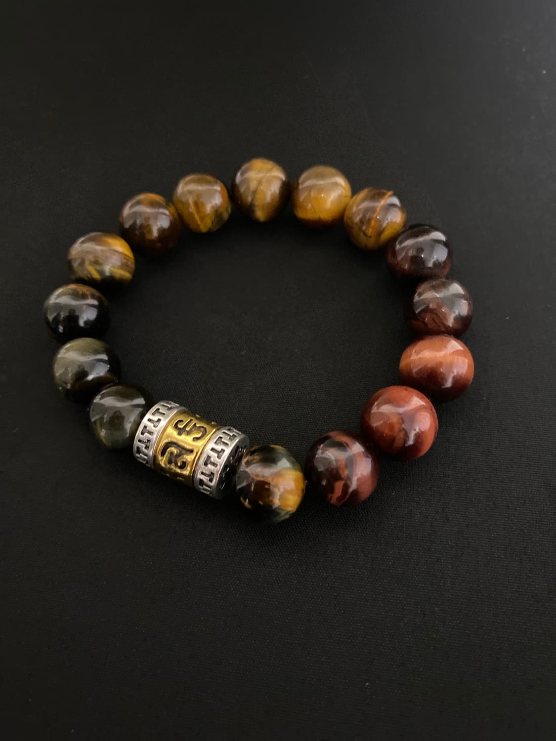 12mm 삼색 호안석 원석 팔찌 상품이미지1