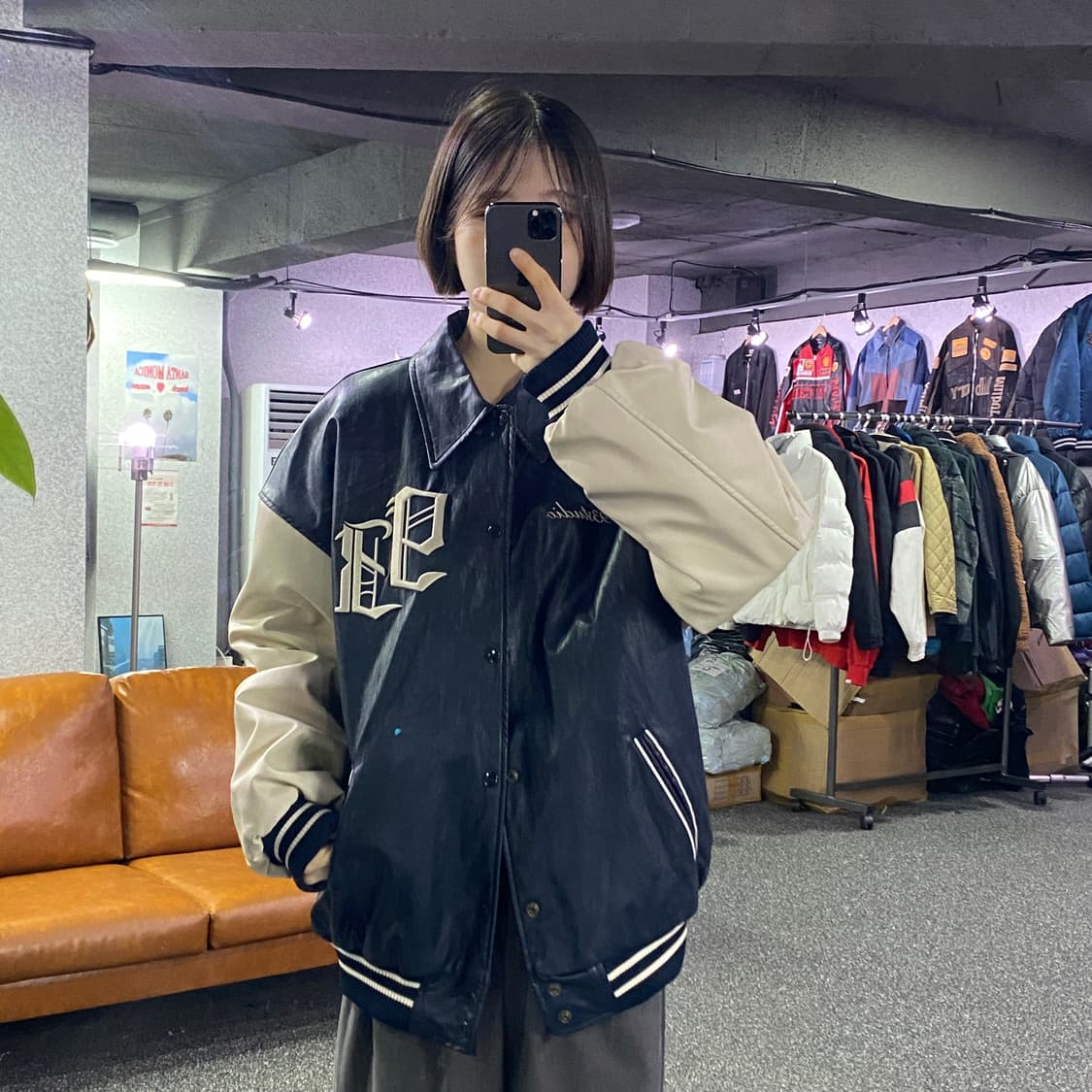 1993 스튜디오 투톤 레더 바시티 b3361 상품이미지1