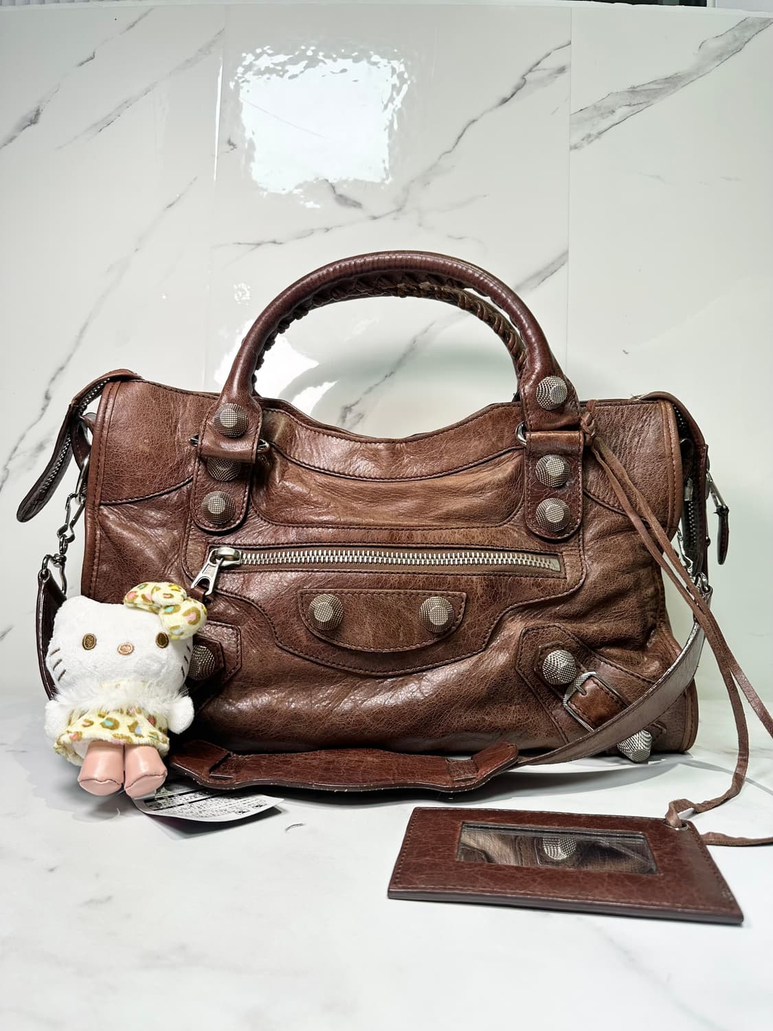 [A급 정품] 발렌시아가 자이언트 시티 모터백 미디움 브라운 상품이미지7