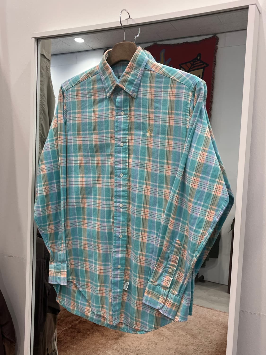 90s Polo RL 폴로 랄프로렌 그린라벨 코튼 플란넬 체크 셔츠 상품이미지1