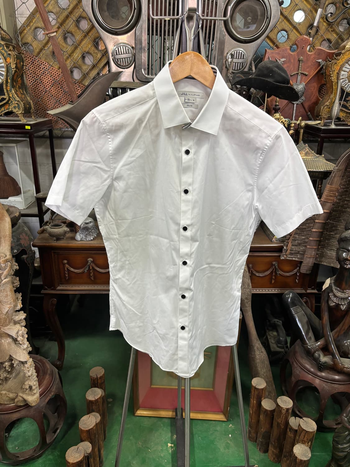 질 바이 질스튜어트 남성 화이트 슬림핏 반팔 셔츠 상품이미지1